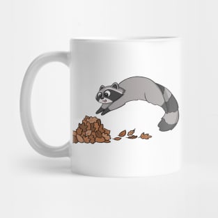 Raccoon Jumping Into Pile Of Leaves Mug